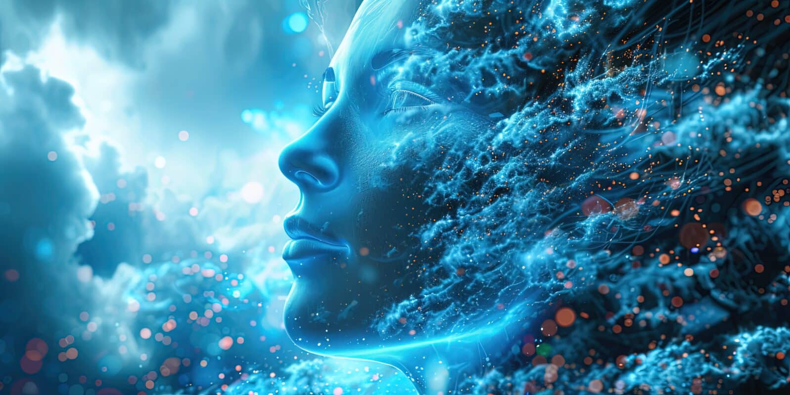 Abstraction of man as the highest creation of God, connection with the surrounding creation, senses, sixth sense, background, wallpaper.