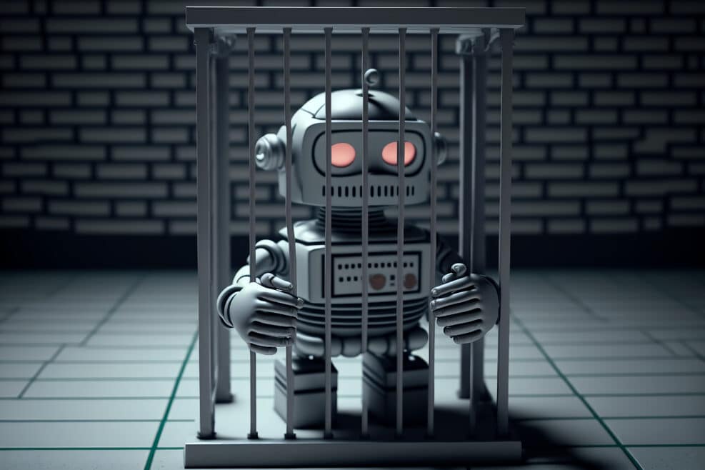 Robot in jail made with Generative AI