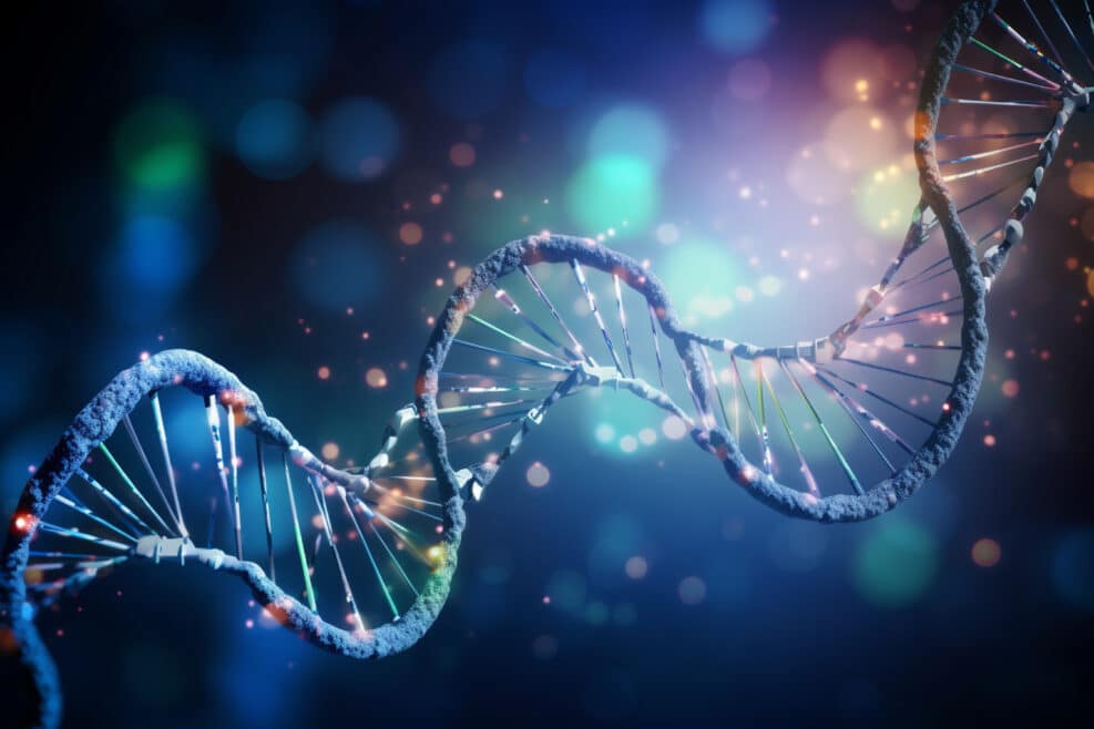 DNA methylation and epigenetics. DNA, background Generative AI