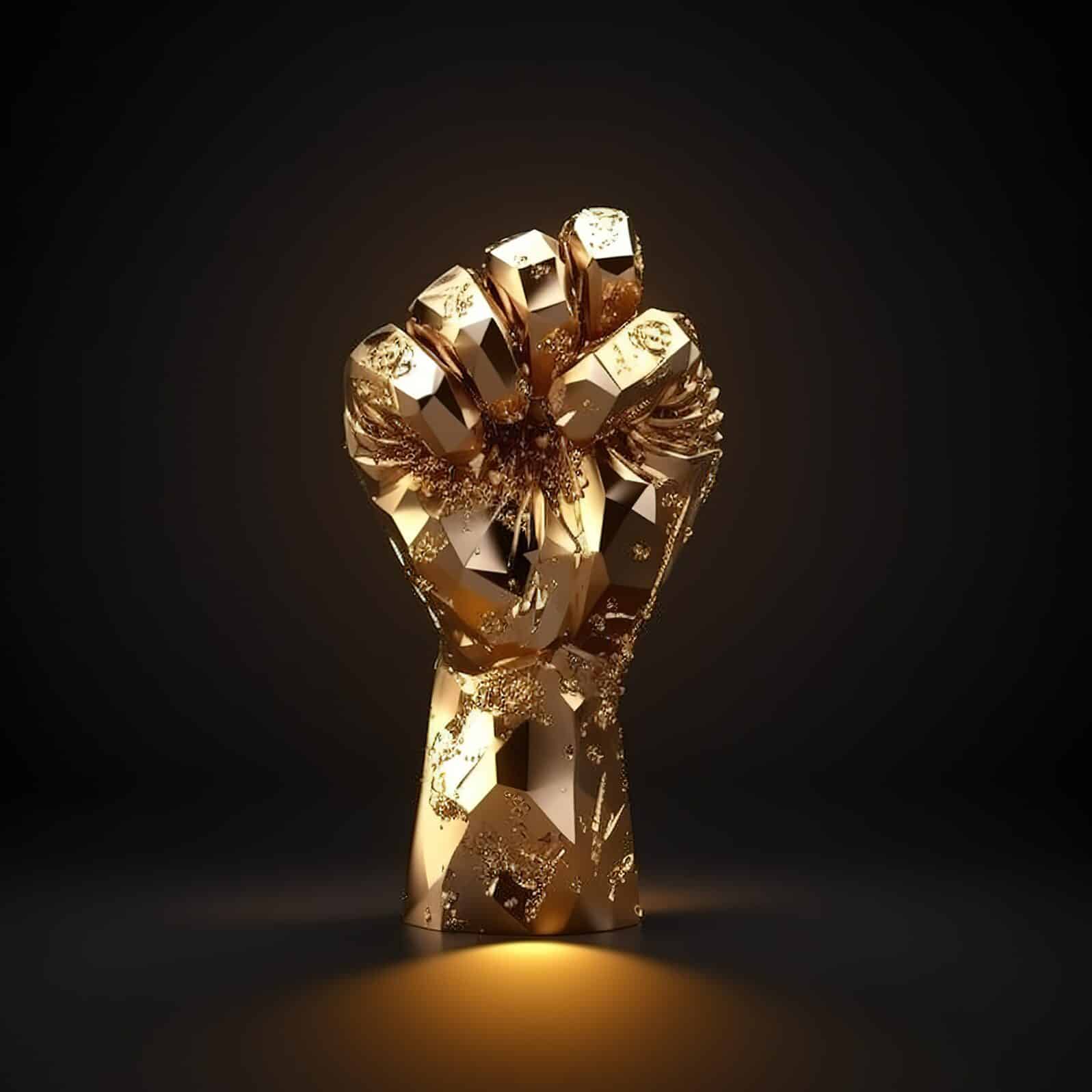 Golden hand fist illustrations, generative ai