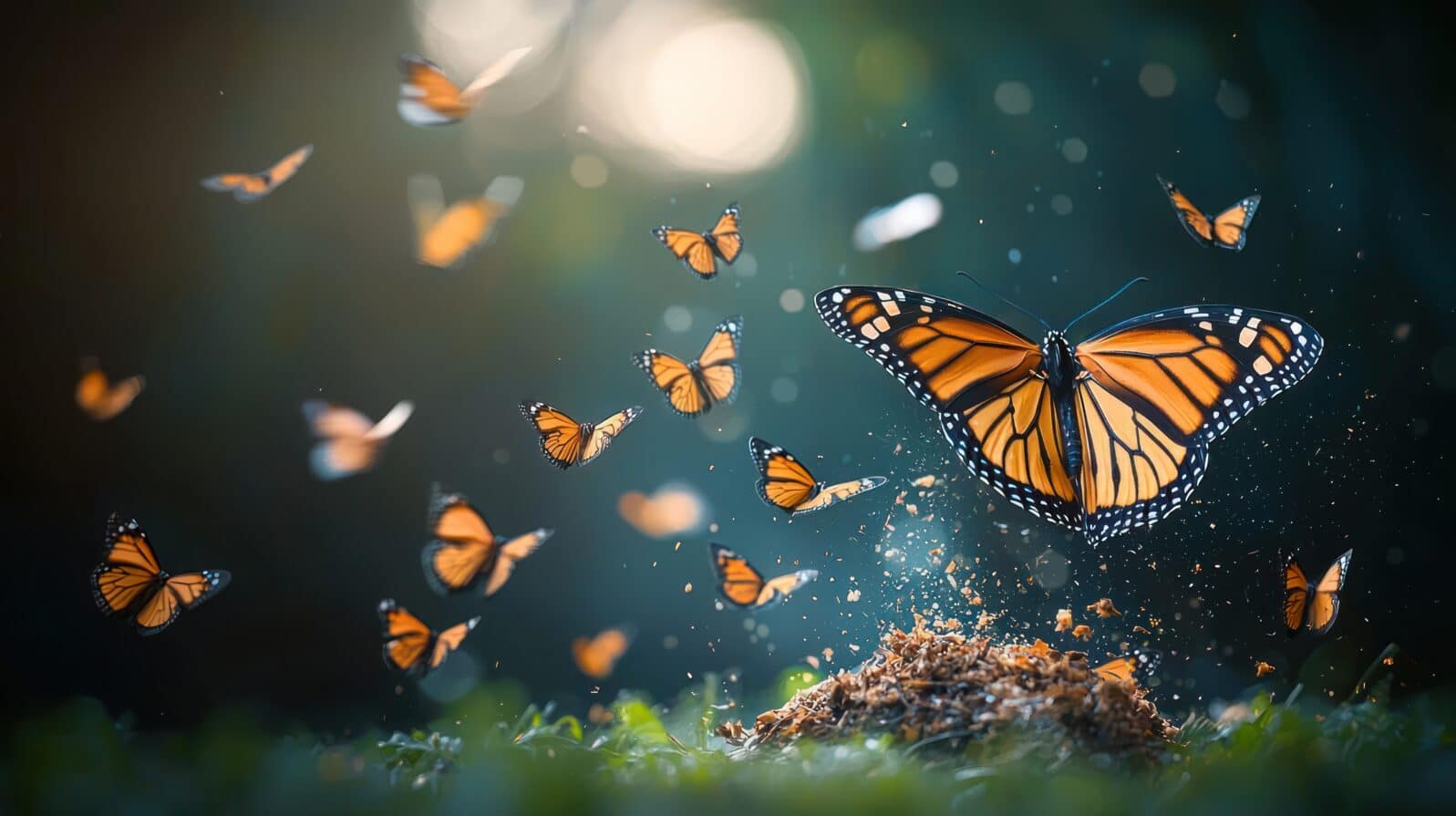 Monarch butterflies in flight (3)