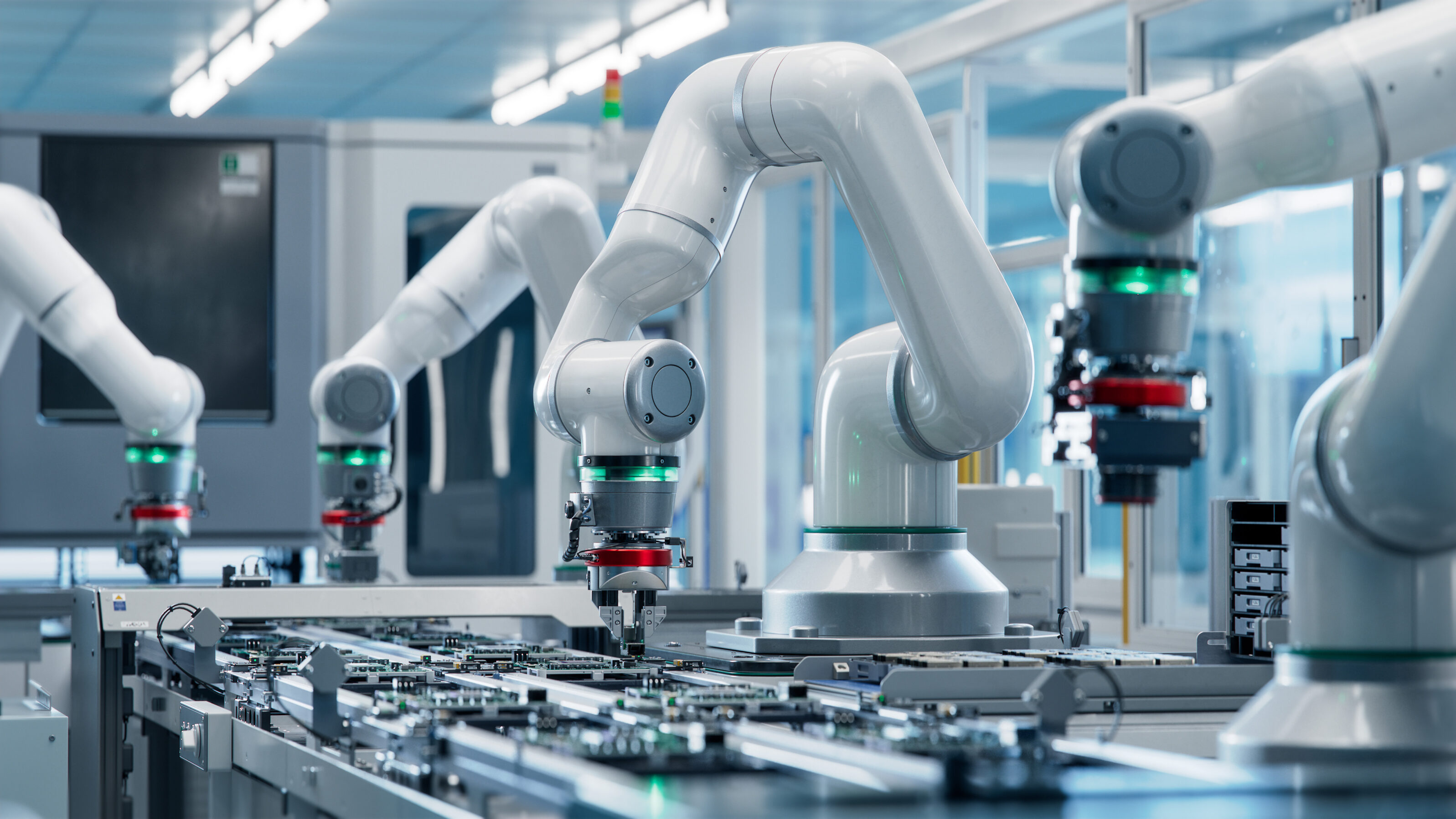 Advanced high-precision robot arm in electronics lab