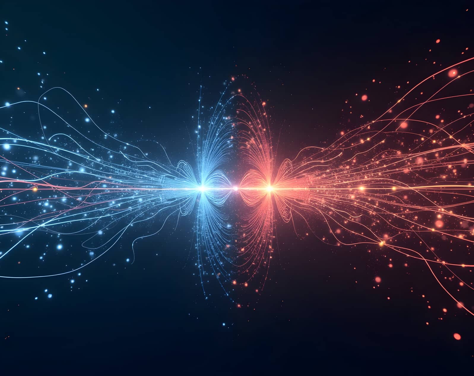 Dynamic energy fields illustration depicting electromagnetic waves, representing theoretical physics concepts like Maxwell's equations with intricate detail and vibrant colors