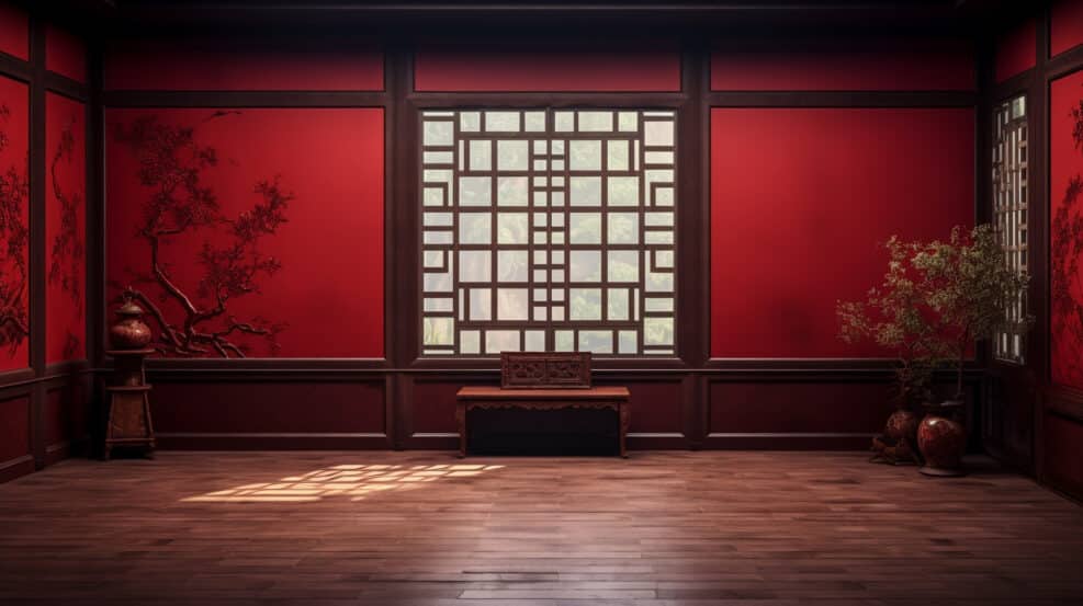 empty classic red chinese room