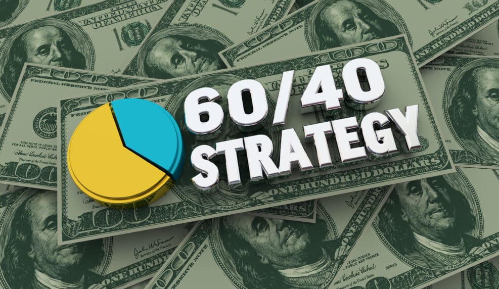 60 40 Strategy Money Savings Investment Mix Ratio Stocks Bonds 3d Illustration