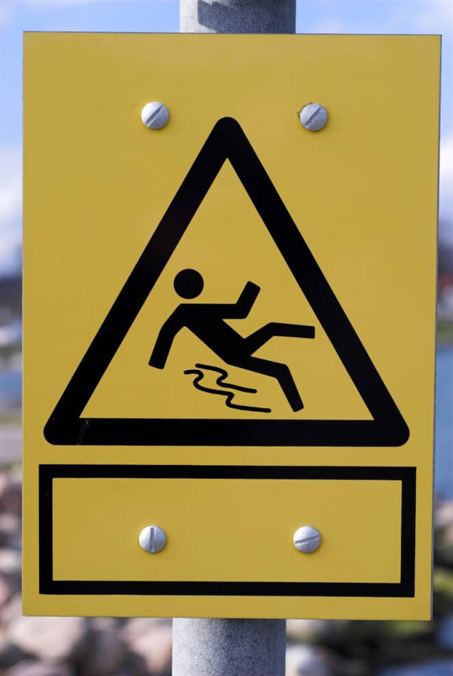 Slippery surface warning sign