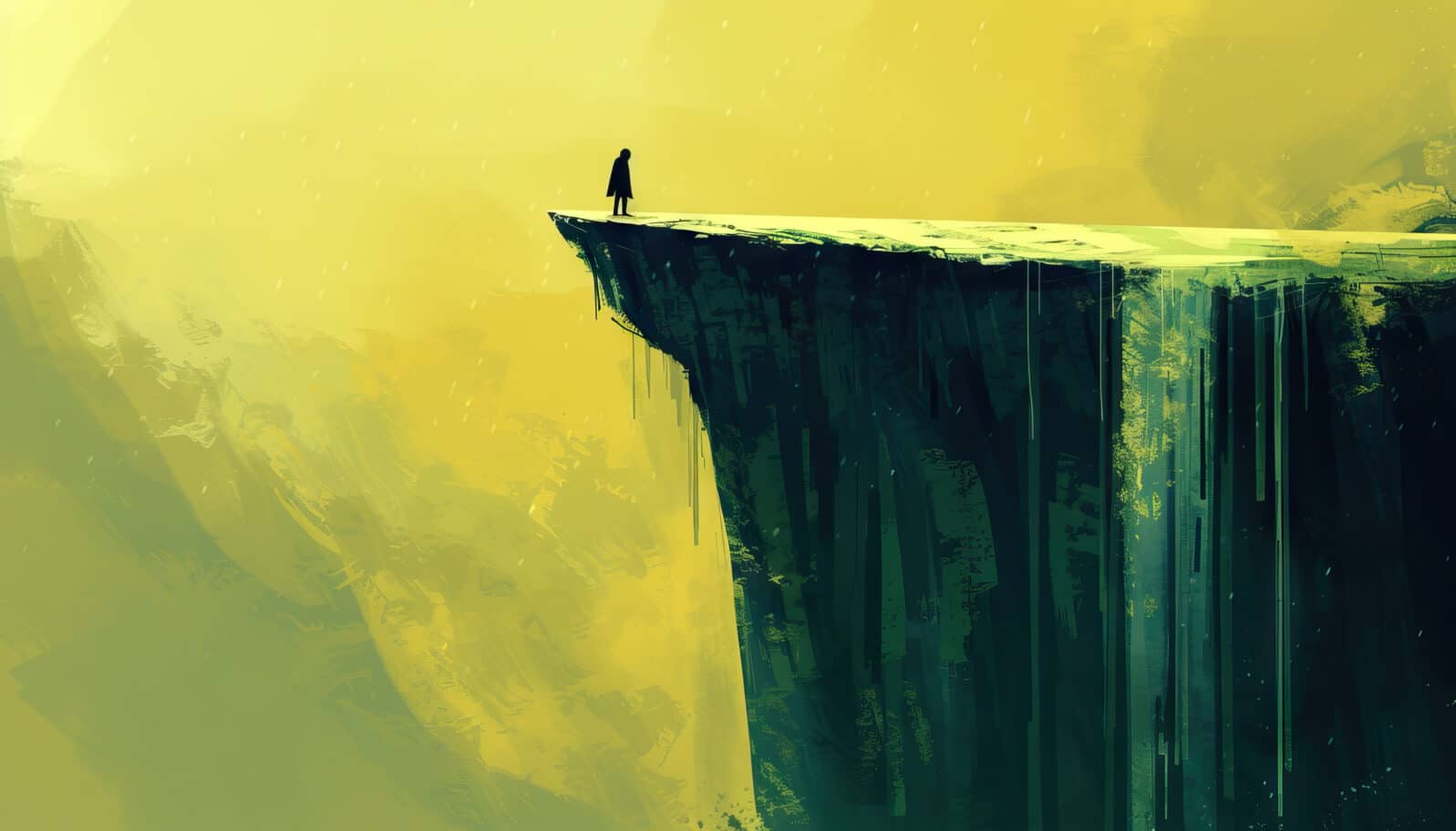 slipping over the edge. just a tiny bit more. falling down the ledge cliff