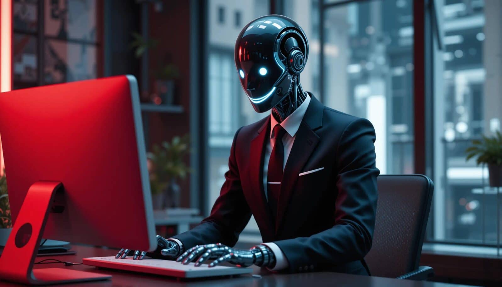 Evil AI agent robot hacking