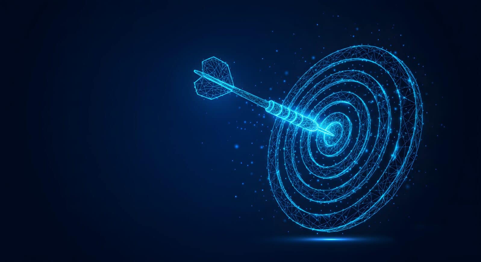 Focused Aim: Glowing Dart Hitting the Bullseye