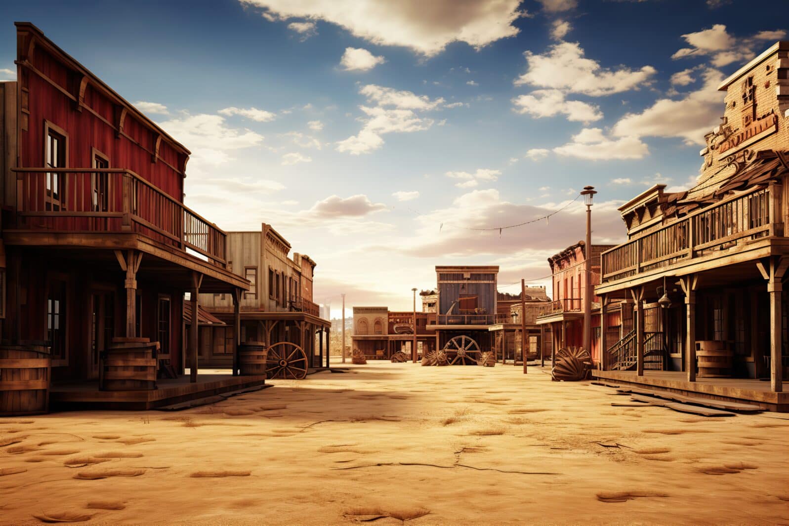 Wild west town street. Ai art.