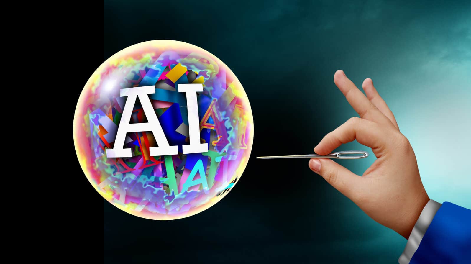 AI Bubble risk and Economic technology bubbles fear and Artificial intelligence overhyped Stock market speculation and overvalued technologies economy as inflated speculative valuation of Tech.