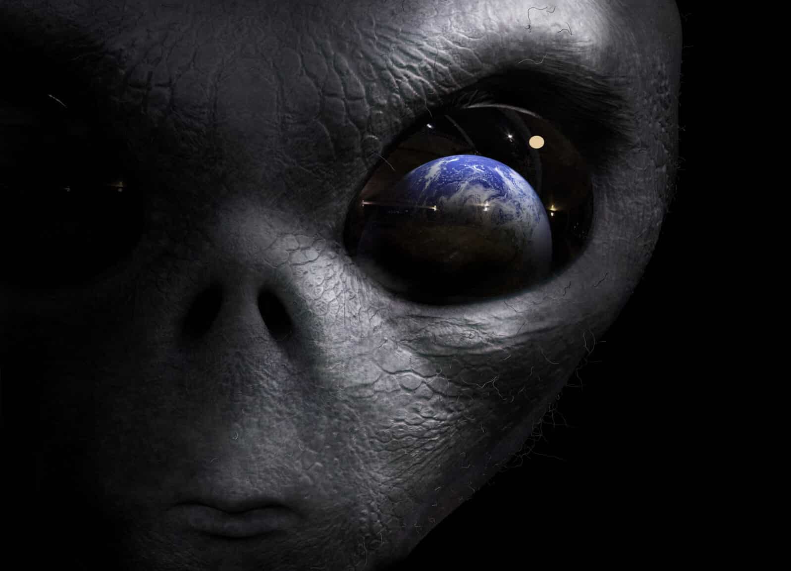 alien looking at the earth