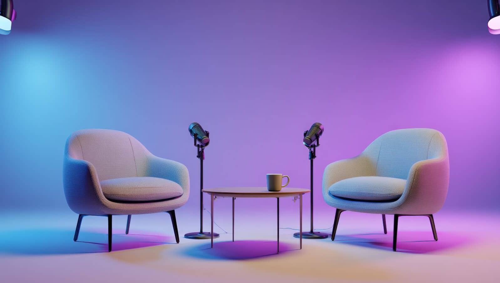 Empty podcast studio set
