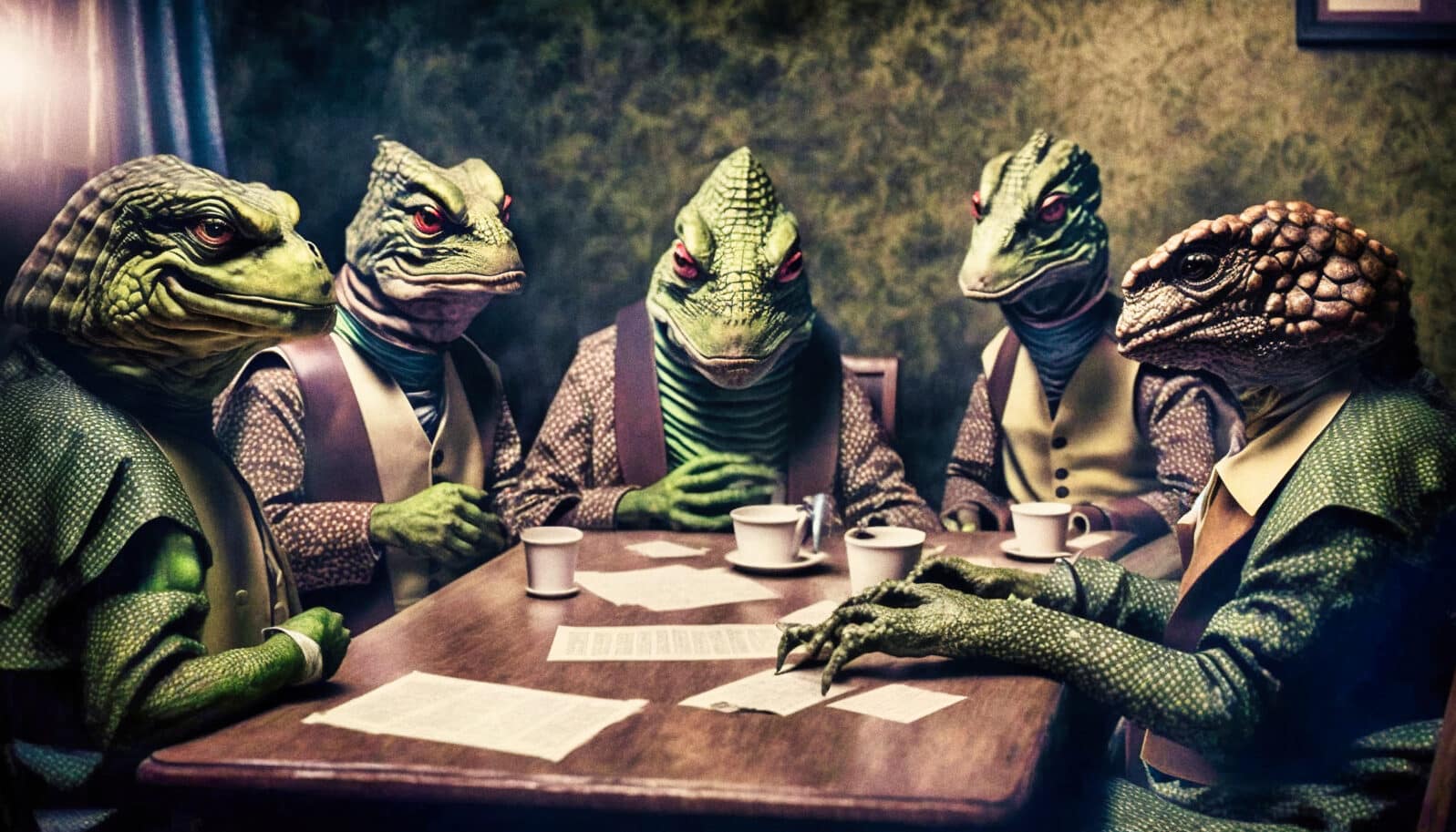 A reptilians meeting - generative ai