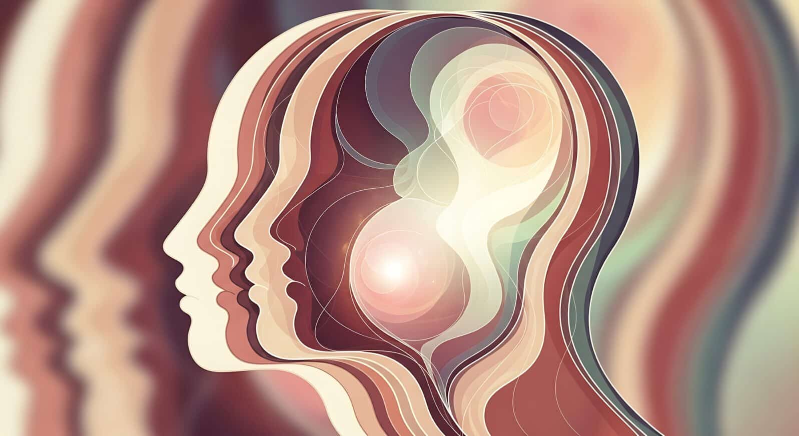 Mind layers human consciousness and identity concept
