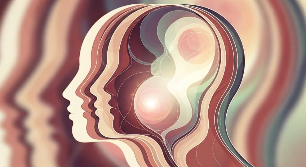 Mind layers human consciousness and identity concept