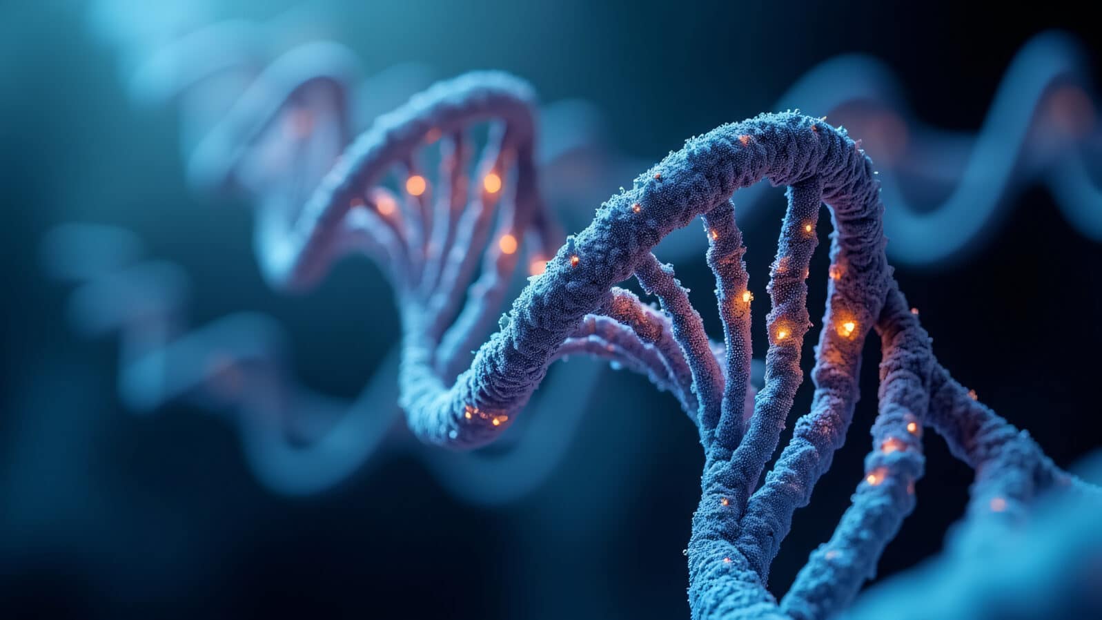 Dynamic dna strands replicating and evolving inside a human cell with glowing gene effects